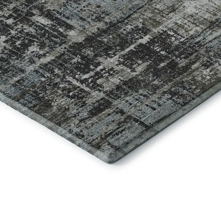 Charcoal Gray And Taupe Geometric Washable Area Rug With UV Protection Photo 8