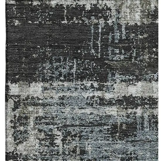 Charcoal Gray And Taupe Geometric Washable Area Rug With UV Protection Photo 4