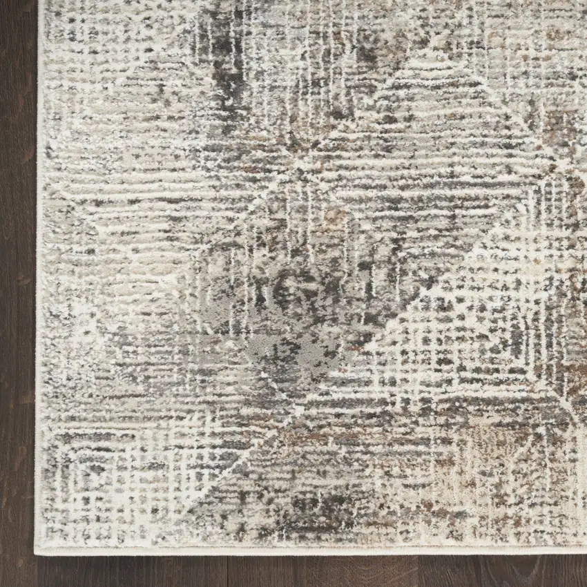 Charcoal Gray and Ivory Abstract Non Skid Area Rug Photo 7