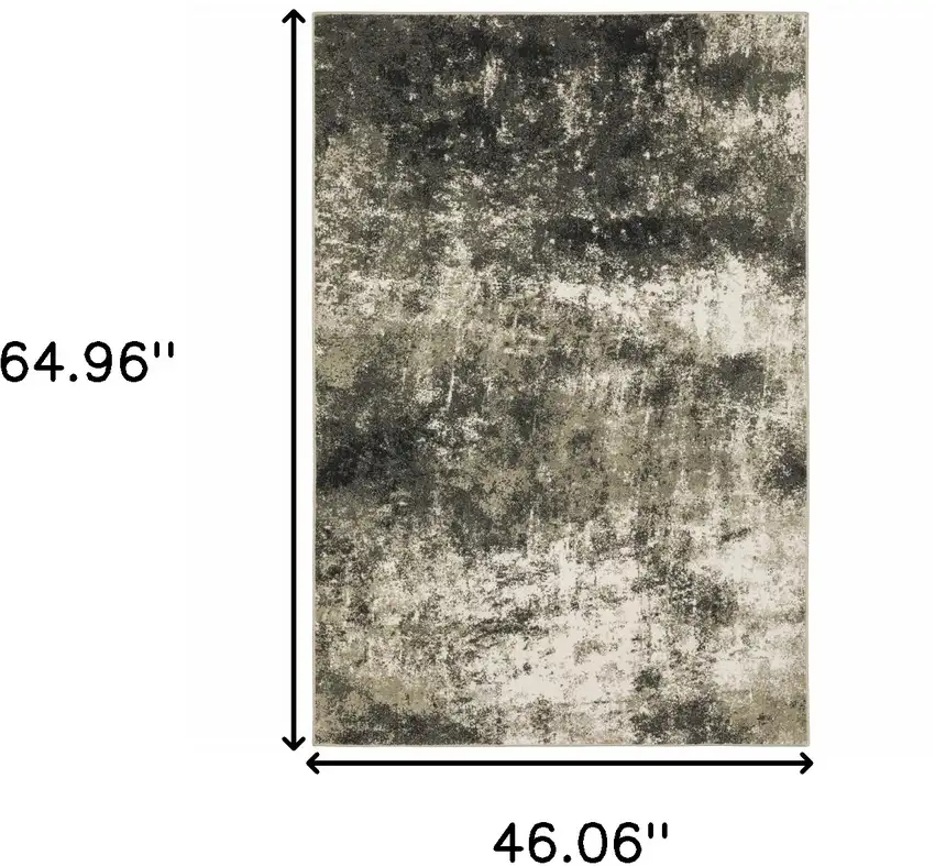 Charcoal Grey And Beige Abstract Power Loom Stain Resistant Area Rug Photo 10