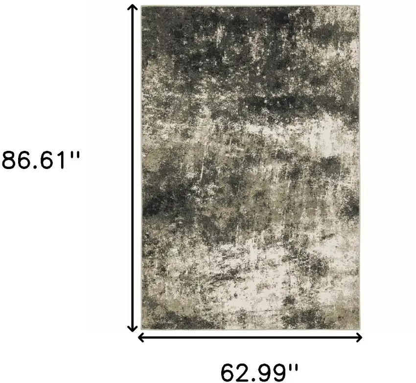 Charcoal Grey And Beige Abstract Power Loom Stain Resistant Area Rug Photo 10