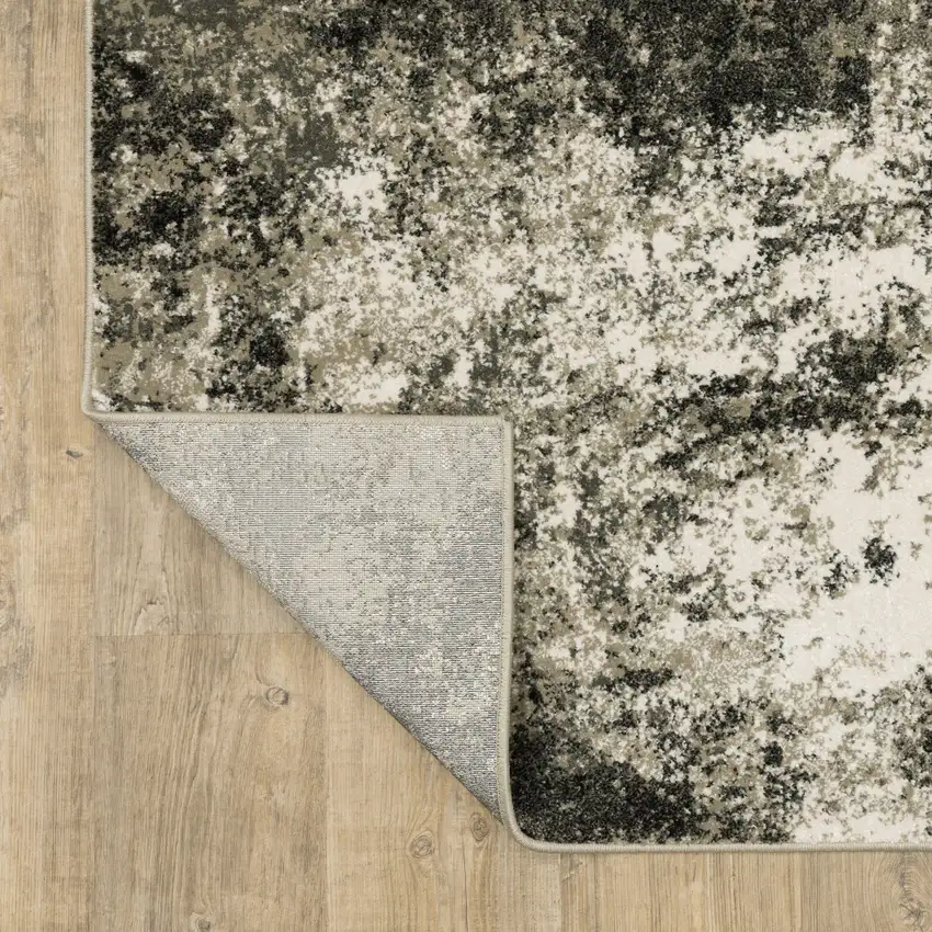 Charcoal And Beige Abstract Area Rug Photo 8