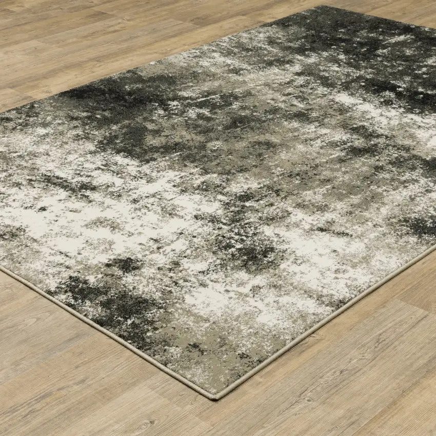 Charcoal And Beige Abstract Area Rug Photo 6