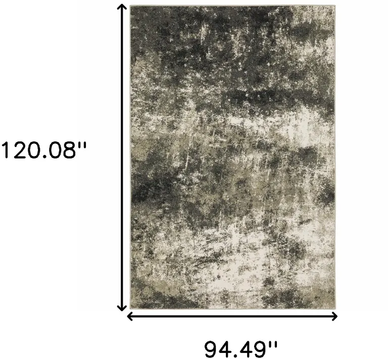 Charcoal Grey And Beige Abstract Power Loom Stain Resistant Area Rug Photo 2