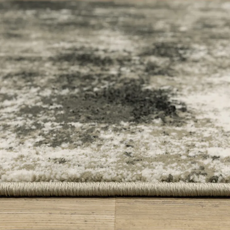 Charcoal Grey And Beige Abstract Power Loom Stain Resistant Area Rug Photo 1