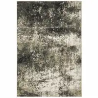 Photo of Charcoal Grey And Beige Abstract Power Loom Stain Resistant Area Rug
