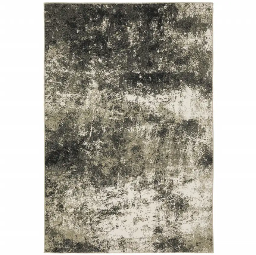 Charcoal Grey And Beige Abstract Power Loom Stain Resistant Area Rug Photo 1