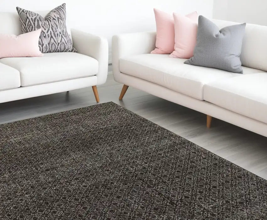 Gray Geometric Power Loom Area Rug Photo 1