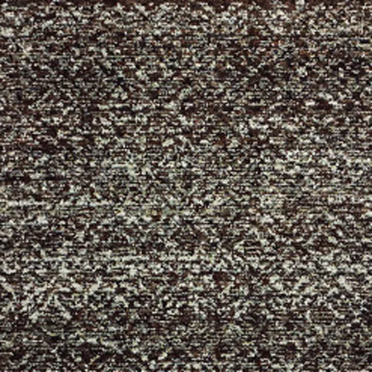Charcoal Grey And Brown Geometric Power Loom Stain Resistant Runner Rug Photo 2