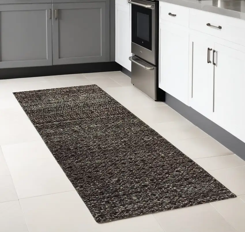 Gray Geometric Power Loom Runner Rug Photo 1