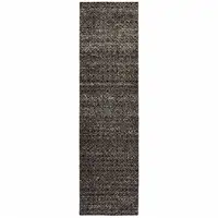 Photo of Charcoal Grey And Brown Geometric Power Loom Stain Resistant Runner Rug