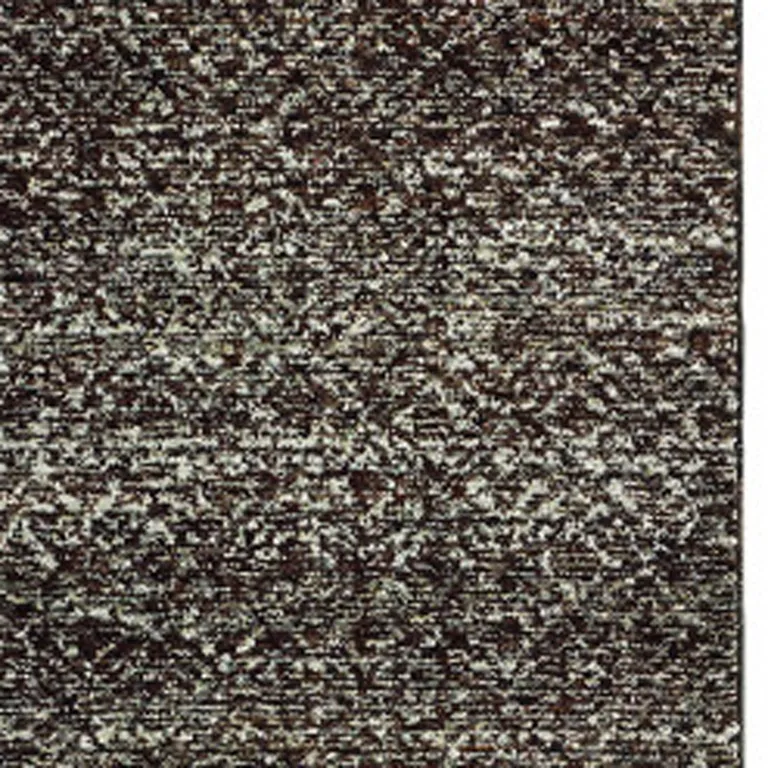 Charcoal Grey And Brown Geometric Power Loom Stain Resistant Runner Rug Photo 3