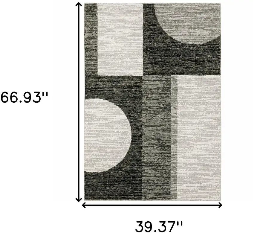 Gray and Ivory Geometric Power Loom Area Rug Photo 3