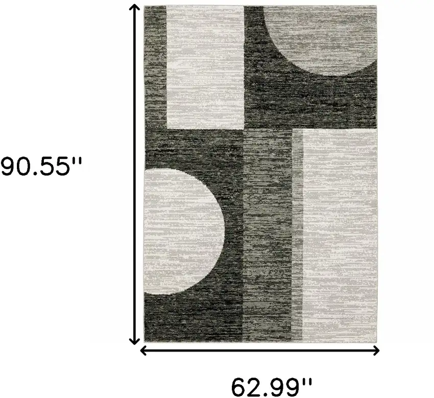 Gray and Ivory Geometric Power Loom Area Rug Photo 3