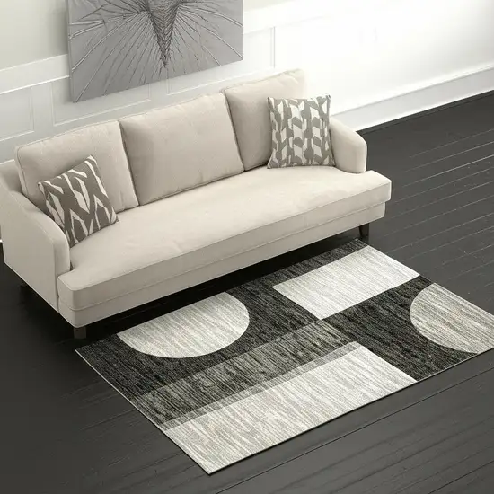 Gray and Ivory Geometric Power Loom Area Rug Photo 1