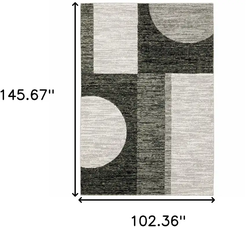 Gray and Ivory Geometric Power Loom Area Rug Photo 3