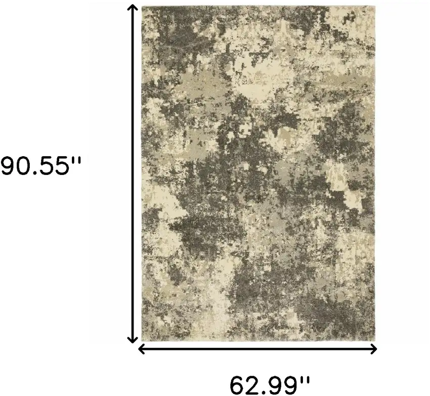 Charcoal Grey Beige And Tan Abstract Power Loom Stain Resistant Area Rug Photo 10