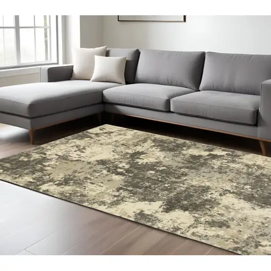 Gray And Beige Abstract Area Rug Photo 1