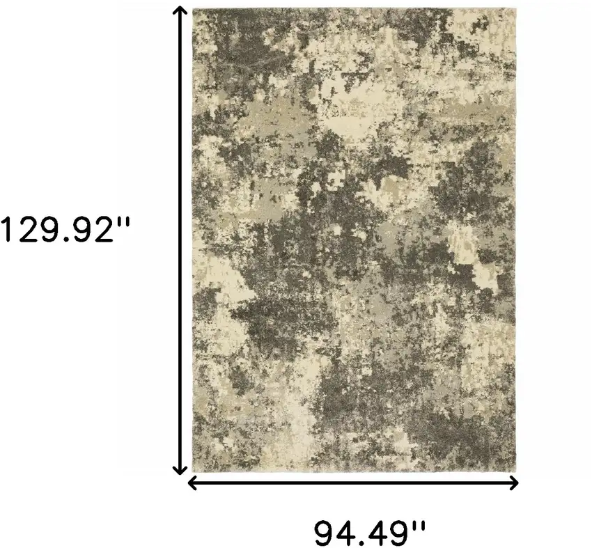 Charcoal Grey Beige And Tan Abstract Power Loom Stain Resistant Area Rug Photo 10