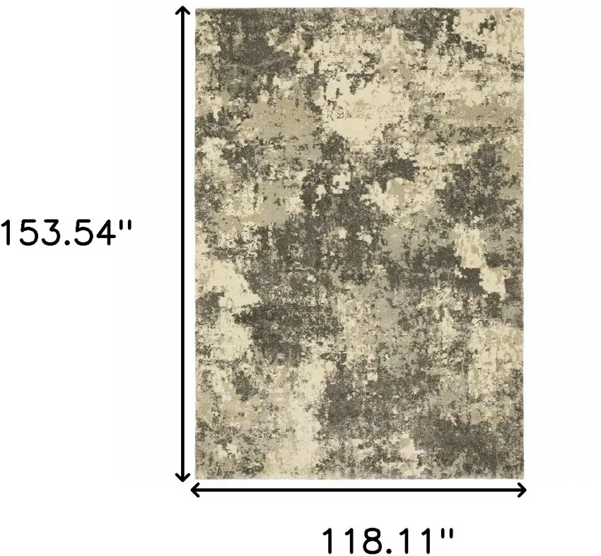 Charcoal Grey Beige And Tan Abstract Power Loom Stain Resistant Area Rug Photo 3