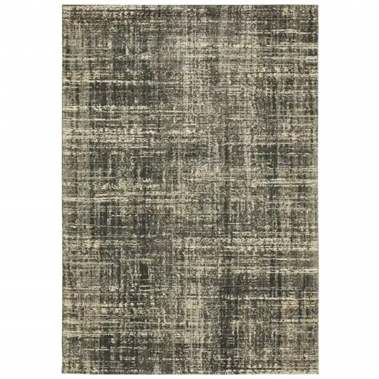 Charcoal Grey Beige And Tan Abstract Power Loom Stain Resistant Area Rug Photo 2