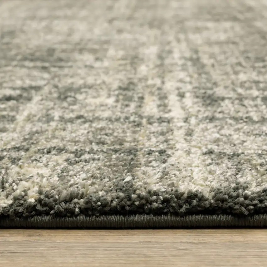 Charcoal Grey Beige And Tan Abstract Power Loom Stain Resistant Area Rug Photo 7