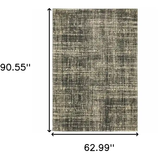 Charcoal Grey Beige And Tan Abstract Power Loom Stain Resistant Area Rug Photo 3