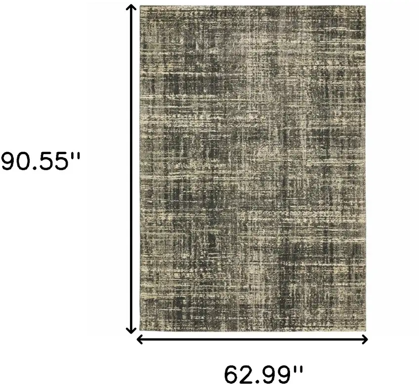 Charcoal Grey Beige And Tan Abstract Power Loom Stain Resistant Area Rug Photo 3