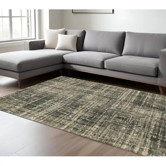 6' X 9' Charcoal Grey Beige And Tan Abstract Power Loom Stain Resistant Area Rug Photo 1