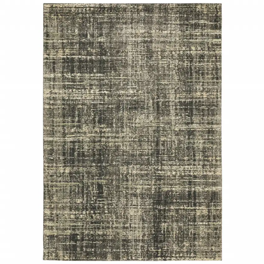 Charcoal Grey Beige And Tan Abstract Power Loom Stain Resistant Area Rug Photo 1