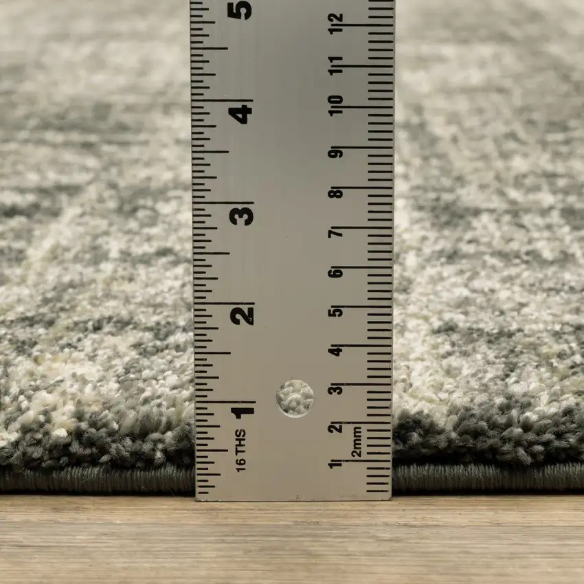 Charcoal Grey Beige And Tan Abstract Power Loom Stain Resistant Runner Rug Photo 9