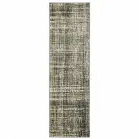 Photo of Charcoal Grey Beige And Tan Abstract Power Loom Stain Resistant Runner Rug