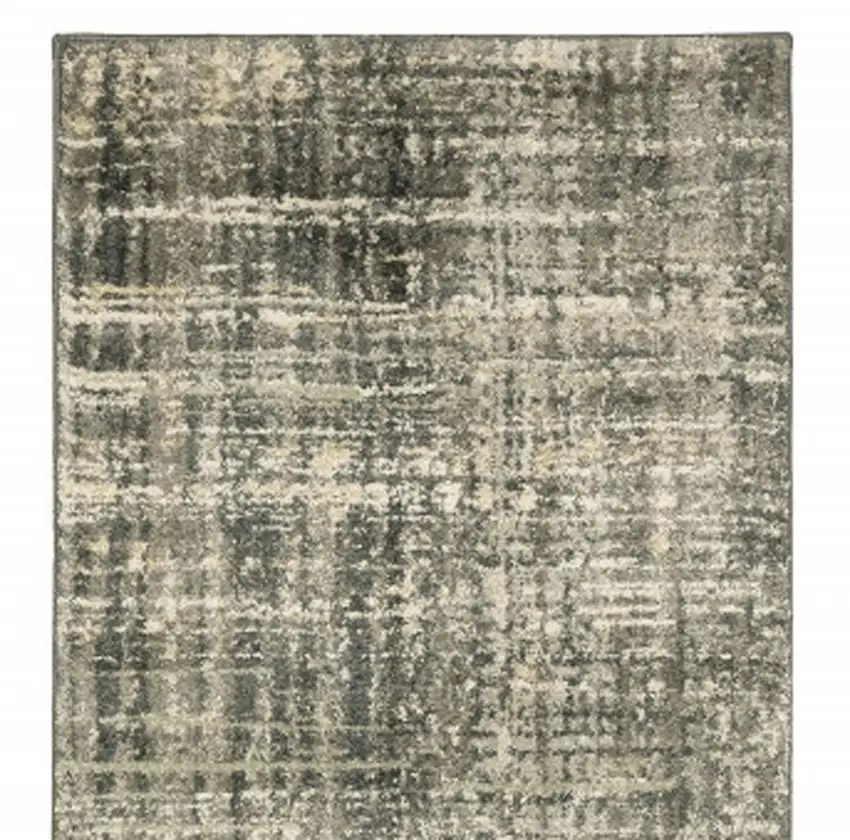 2' X 8' Charcoal Grey Beige And Tan Abstract Power Loom Stain Resistant Runner Rug Photo 5