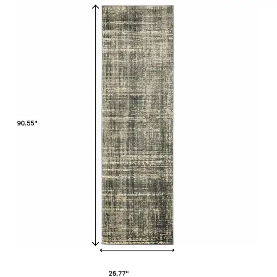 2' X 8' Charcoal Grey Beige And Tan Abstract Power Loom Stain Resistant Runner Rug Photo 3