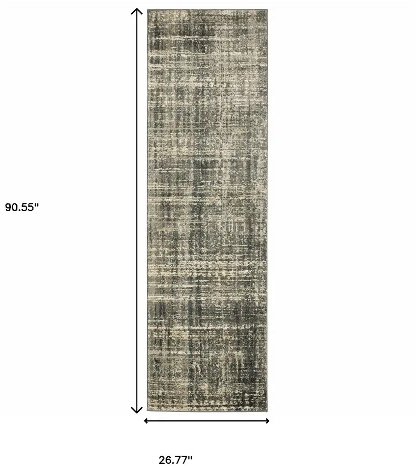 2' X 8' Charcoal Grey Beige And Tan Abstract Power Loom Stain Resistant Runner Rug Photo 3