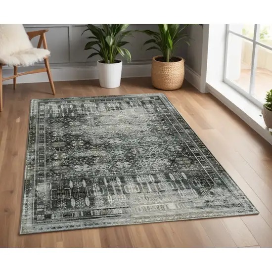 Gray and Ivory Oriental Power Loom Area Rug Photo 1