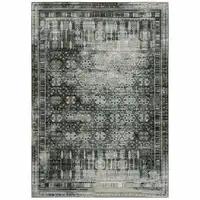 Photo of Charcoal Grey Blue Ivory And Taupe Oriental Power Loom Stain Resistant Area Rug