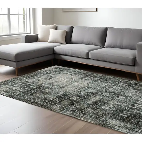 Charcoal And Gray Oriental Distressed Area Rug Photo 1