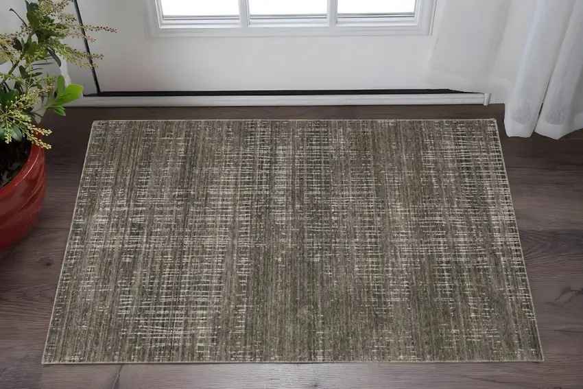Charcoal Grey Grey Ivory Tan And Brown Abstract Power Loom Stain Resistant Area Rug Photo 1