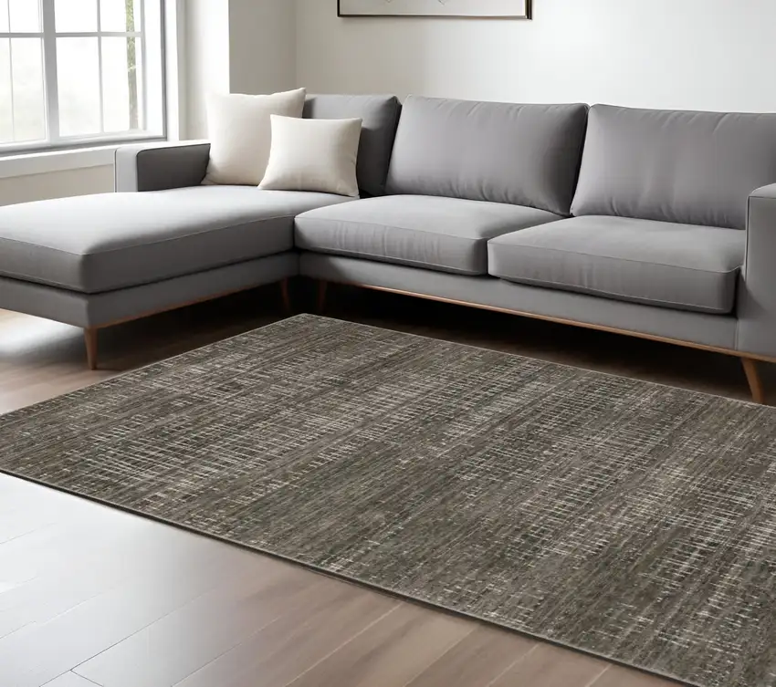Charcoal And Gray Abstract Distressed Area Rug Photo 1