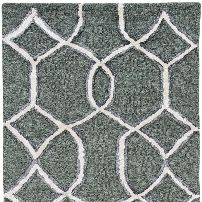 8' Charcoal Grey Hand Tufted Ogee Indoor Runner Rug Photo 7