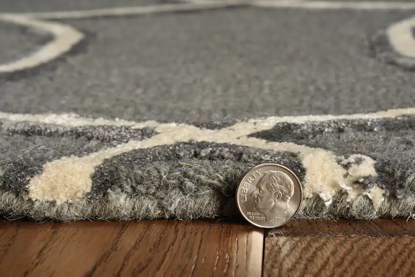 Charcoal Grey Hand Tufted Ogee Indoor Runner Rug Photo 5