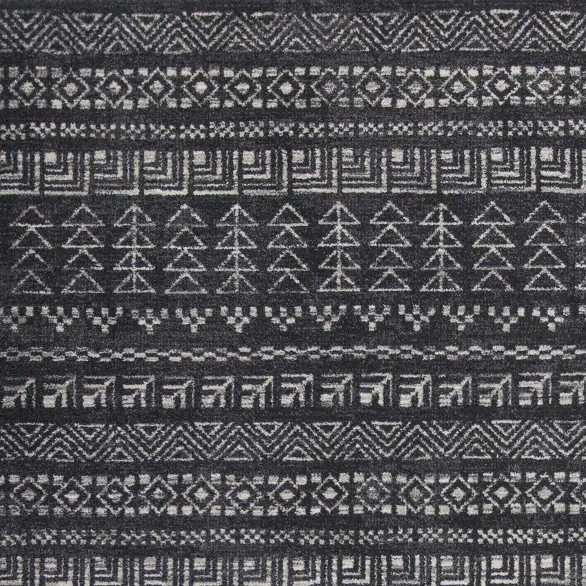 Charcoal Grey Machine Woven Bohemian Tribal Indoor Area Rug Photo 3