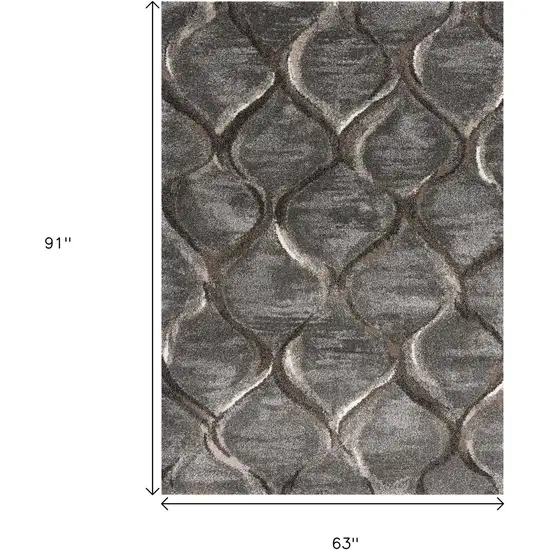 Charcoal And Light Gray Ogee Area Rug Photo 3