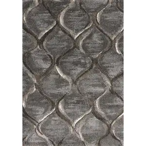 Photo of Charcoal Grey Machine Woven Ogee Indoor Area Rug