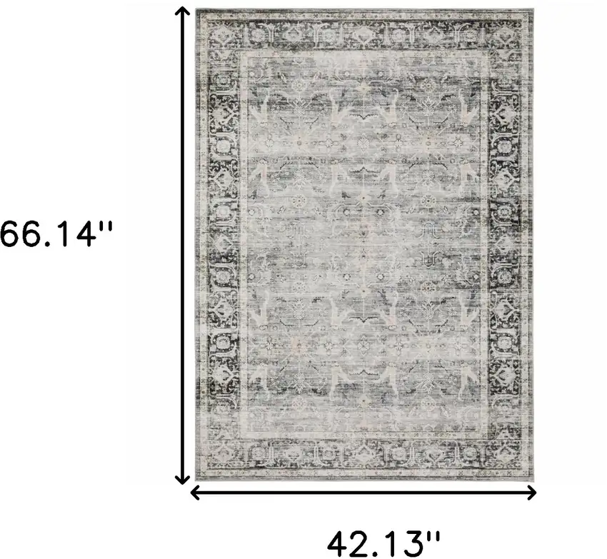 Gray and Ivory Oriental Non Skid Area Rug Photo 3