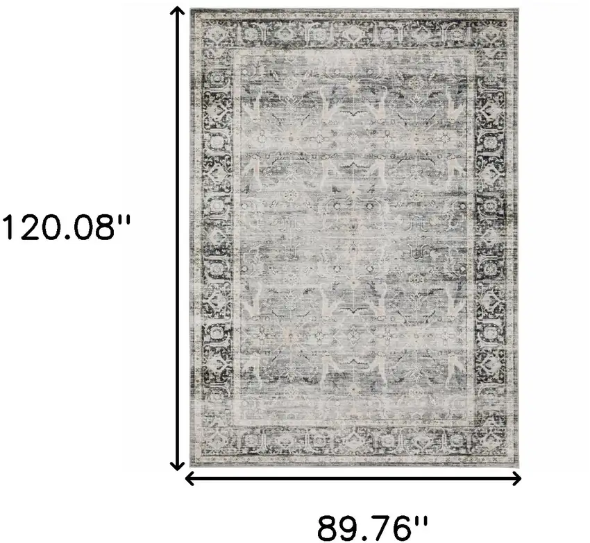 Gray and Ivory Oriental Non Skid Area Rug Photo 3