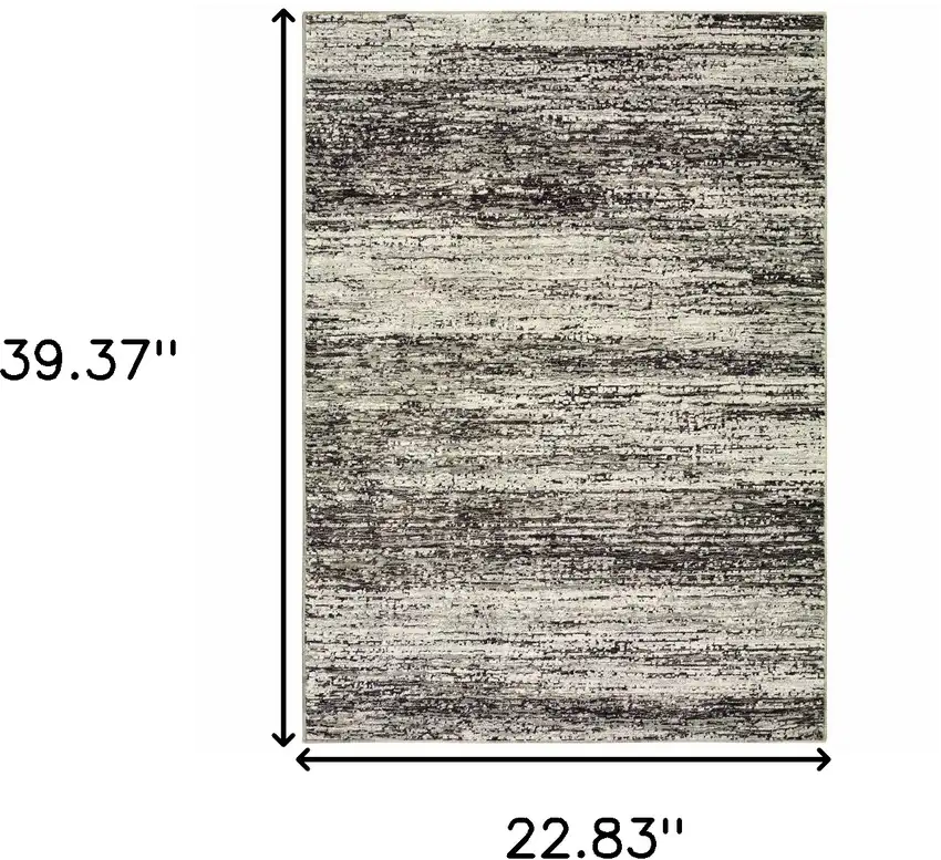 Charcoal Grey Silver And Ivory Abstract Power Loom Stain Resistant Area Rug Photo 8