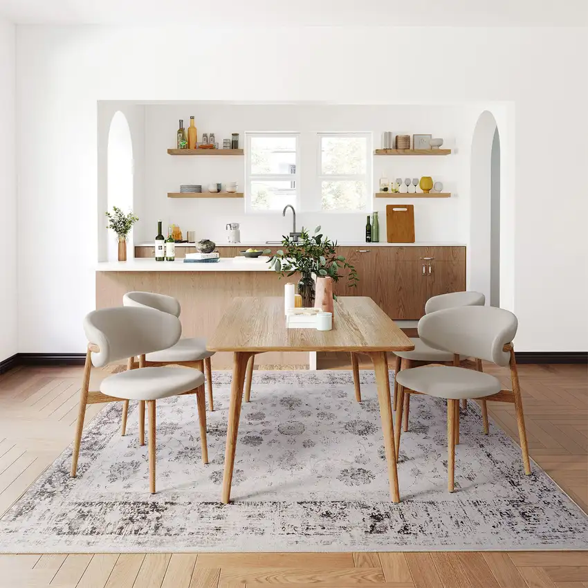 Charcoal Ivory And Beige Floral Distressed Area Rug Photo 6