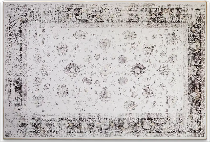 Charcoal Ivory And Beige Floral Distressed Area Rug Photo 2